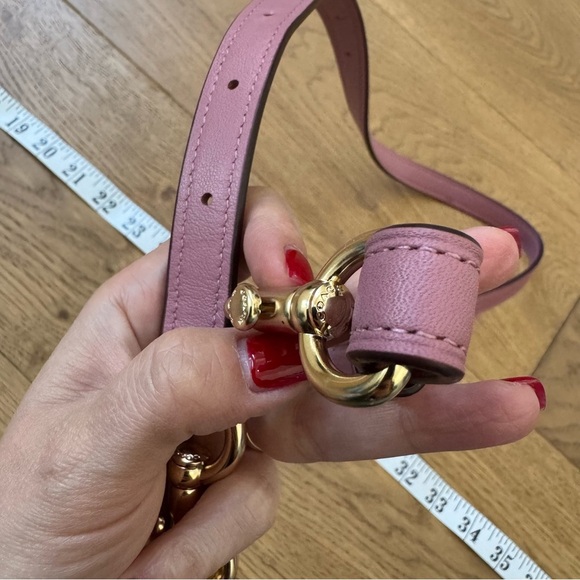 Coach Purse Shoulder Strap - Mauve Leather / Brushed Gold Hardware - Like New - Picture 7 of 10